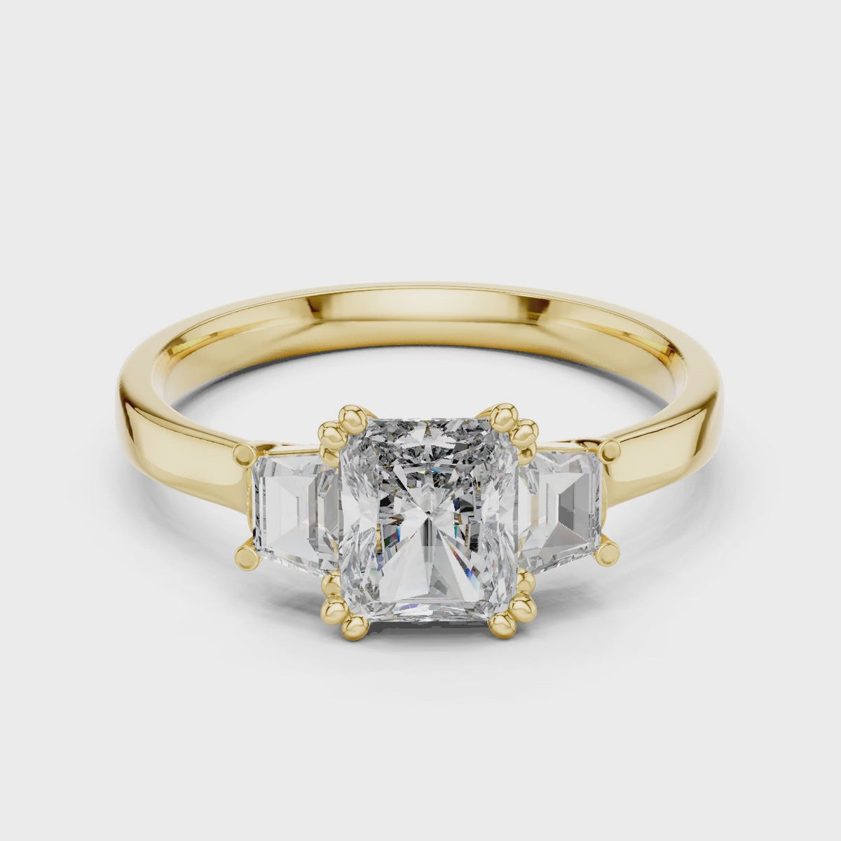 Vera Round Coloured Stone Three Stone Ring - Yellow Gold video