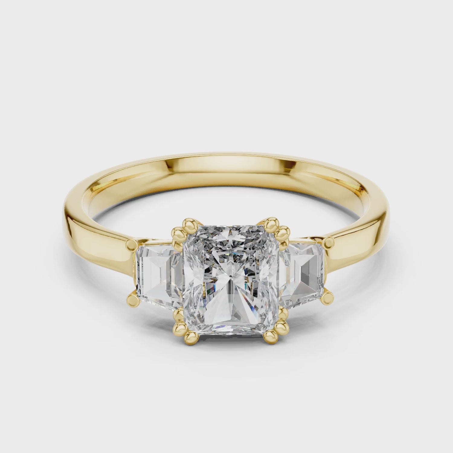 Vera Round Coloured Stone Three Stone Ring - Yellow Gold video