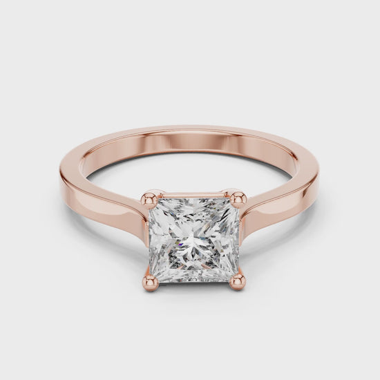 Vera 1 Carat Princess Lab Grown Diamond Solitaire Engagement Ring - Rose Gold video