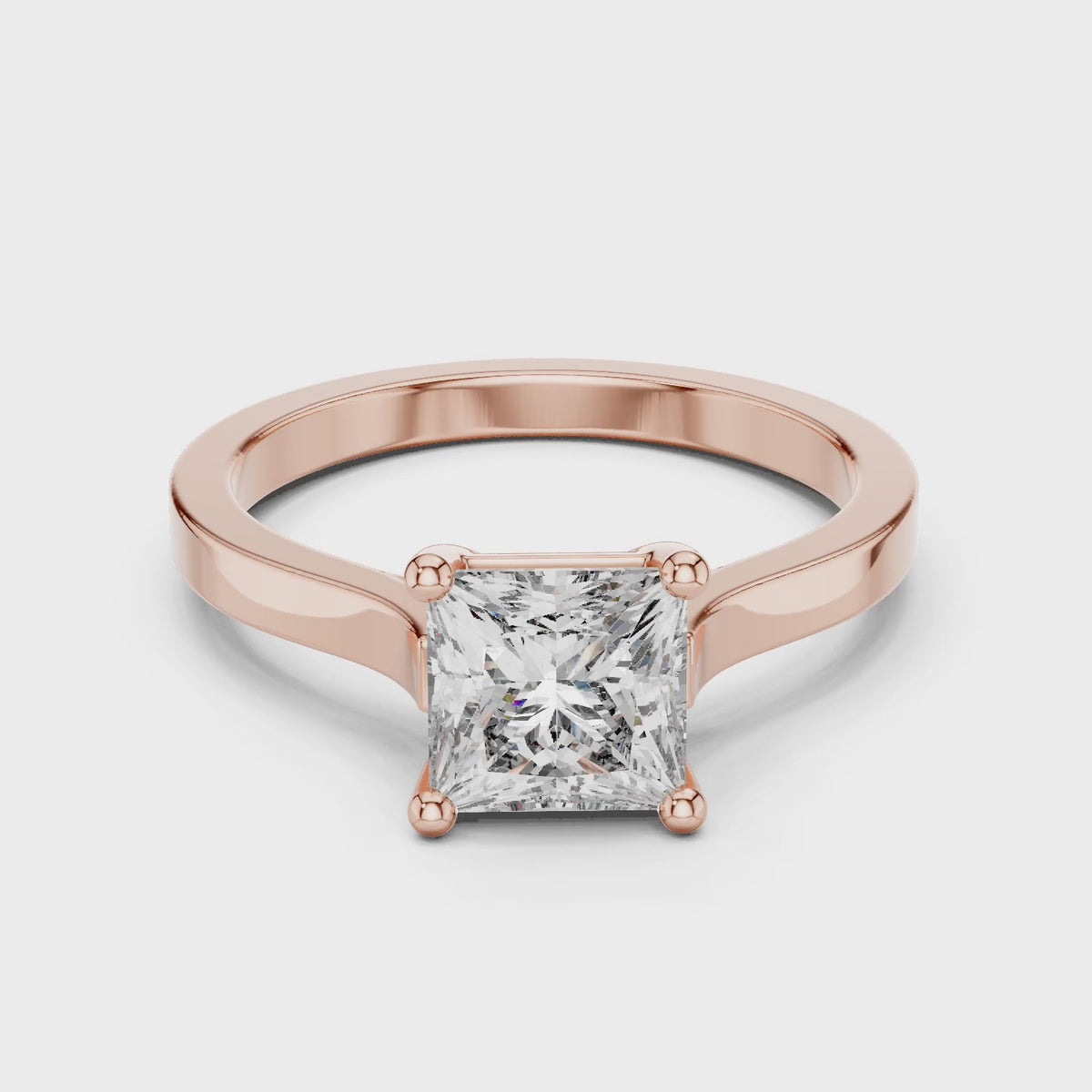 Vera 1 Carat Princess Lab Grown Diamond Solitaire Engagement Ring - Rose Gold video