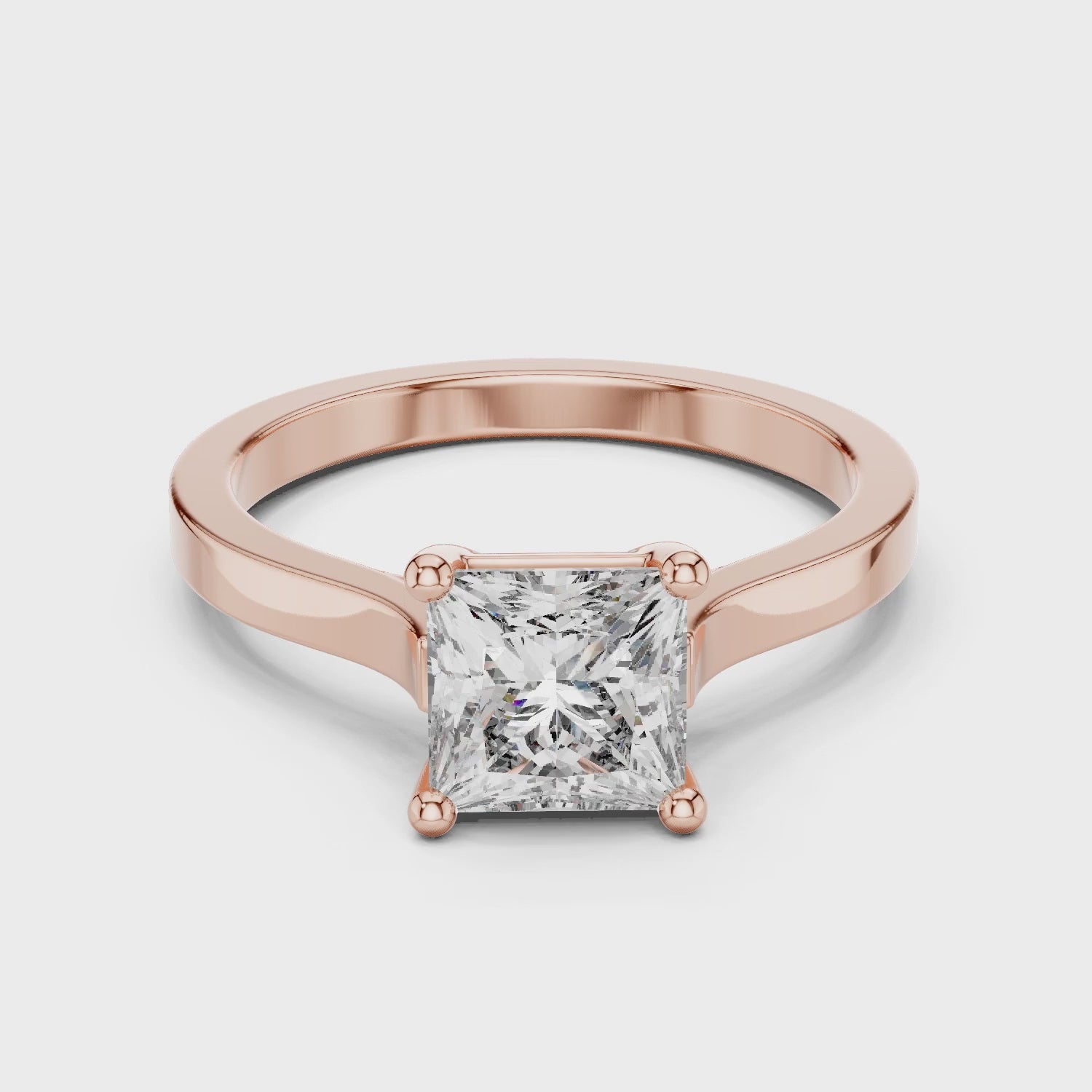 Vera 1 Carat Princess Lab Grown Diamond Solitaire Engagement Ring - Rose Gold video
