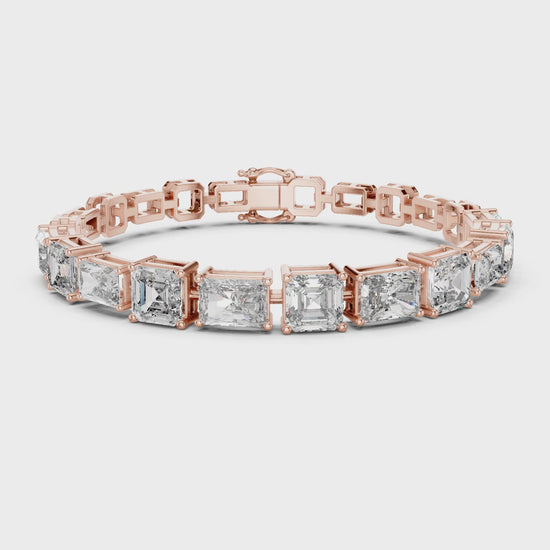 Vera 12 Carat Radiant Lab Grown Diamond Collet Tennis Bracelet - Rose Gold video