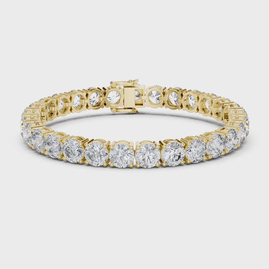 Aurora 25 Carat Round Lab Grown Diamond Tennis Bracelet - Yellow Gold video