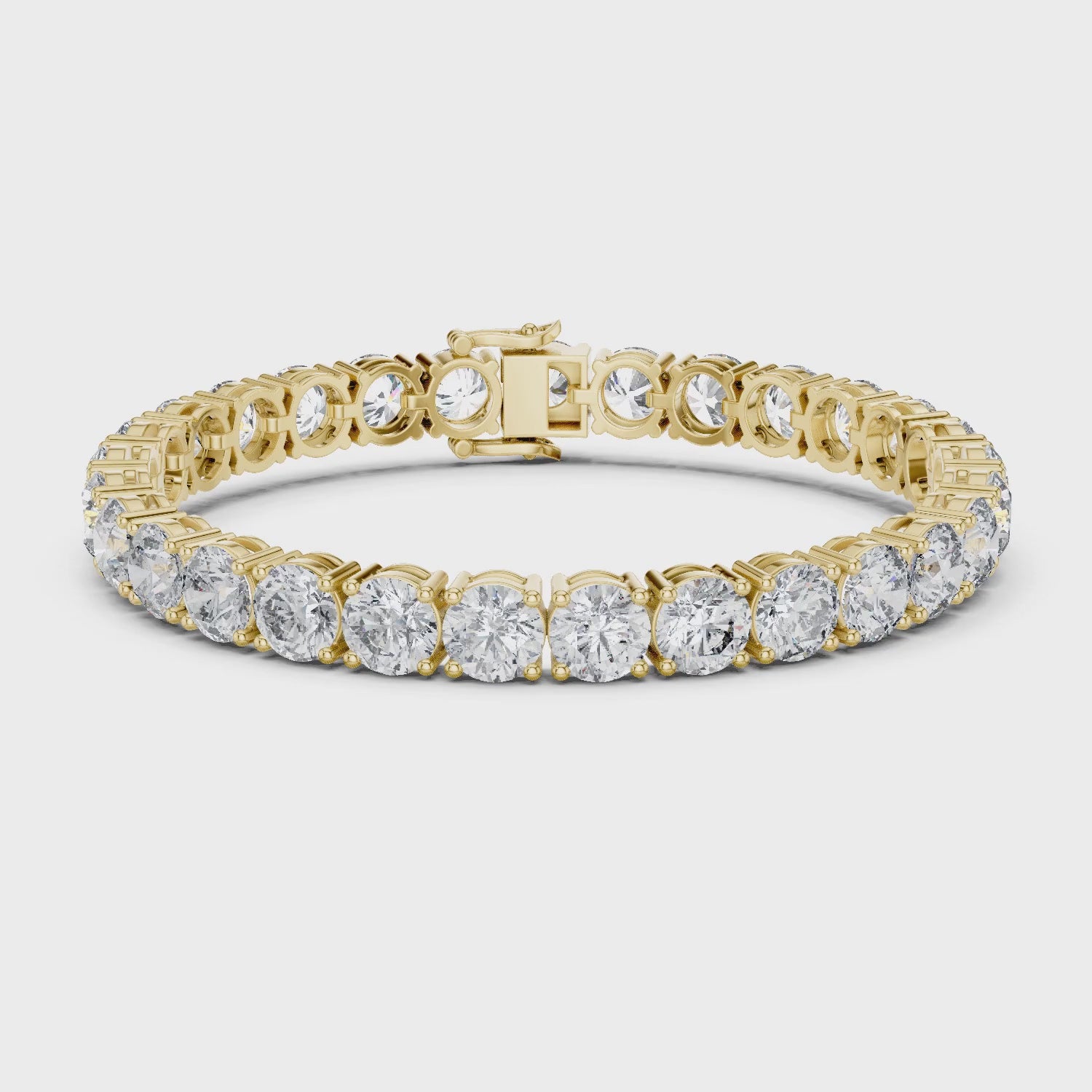 Aurora 25 Carat Round Lab Grown Diamond Tennis Bracelet - Yellow Gold video