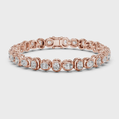 Aurora 7 Carat Cushion Lab Grown Diamond Collet Tennis Bracelet - Rose Gold video