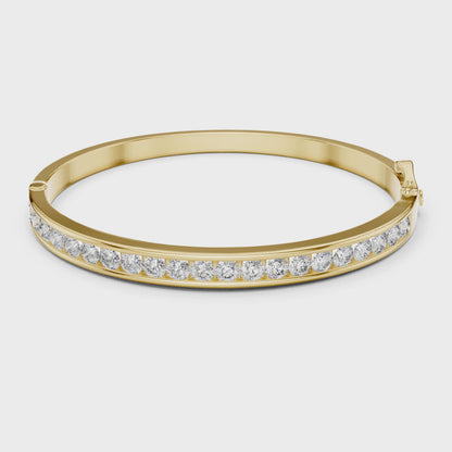 Aurora 3 Carat Round Lab Grown Diamond Channel Bangle - Yellow Gold video