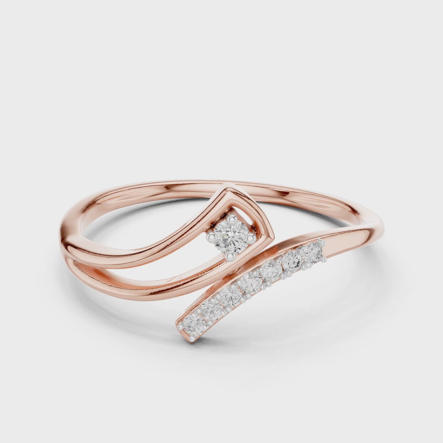 Flora Round Lab Grown Diamond Floral Open Ring - Rose Gold video