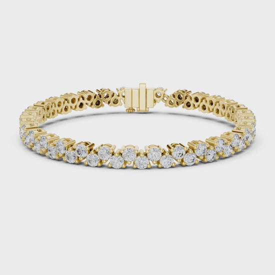 Aurora 6 Carat Round Lab Grown Diamond Collet Tennis Bracelet - Yellow Gold video