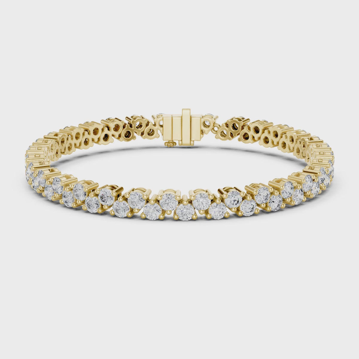 Aurora 6 Carat Round Lab Grown Diamond Collet Tennis Bracelet - Yellow Gold video