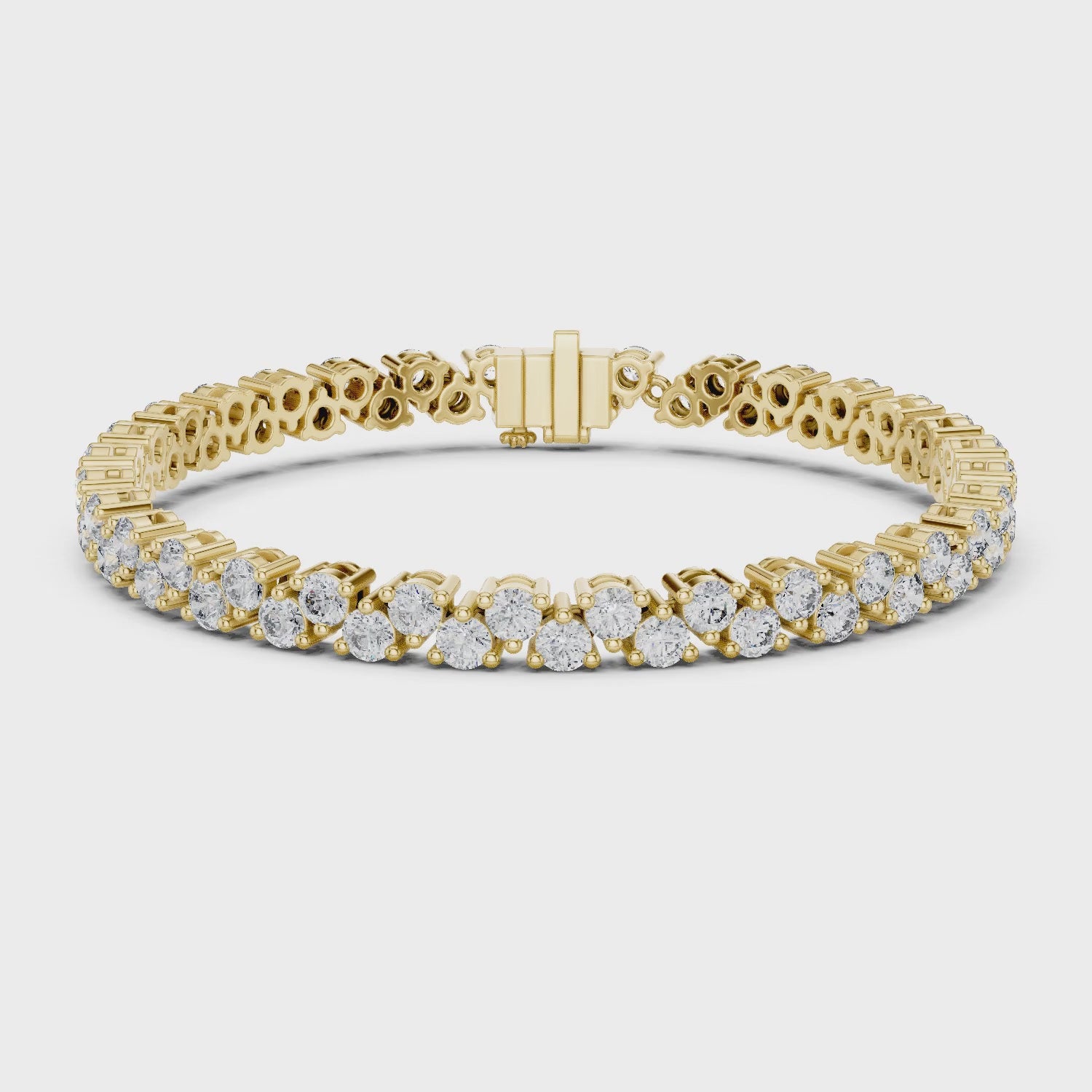 Aurora 6 Carat Round Lab Grown Diamond Collet Tennis Bracelet - Yellow Gold video