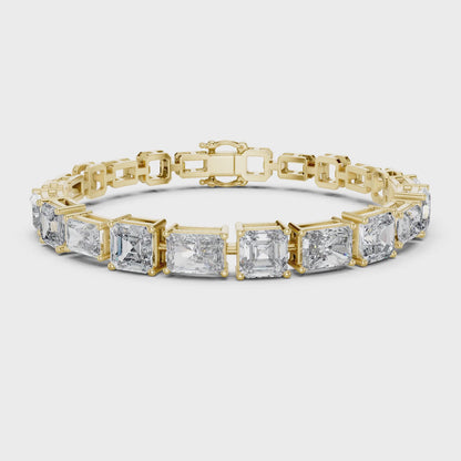 Vera 12 Carat Radiant Lab Grown Diamond Collet Tennis Bracelet - Yellow Gold video