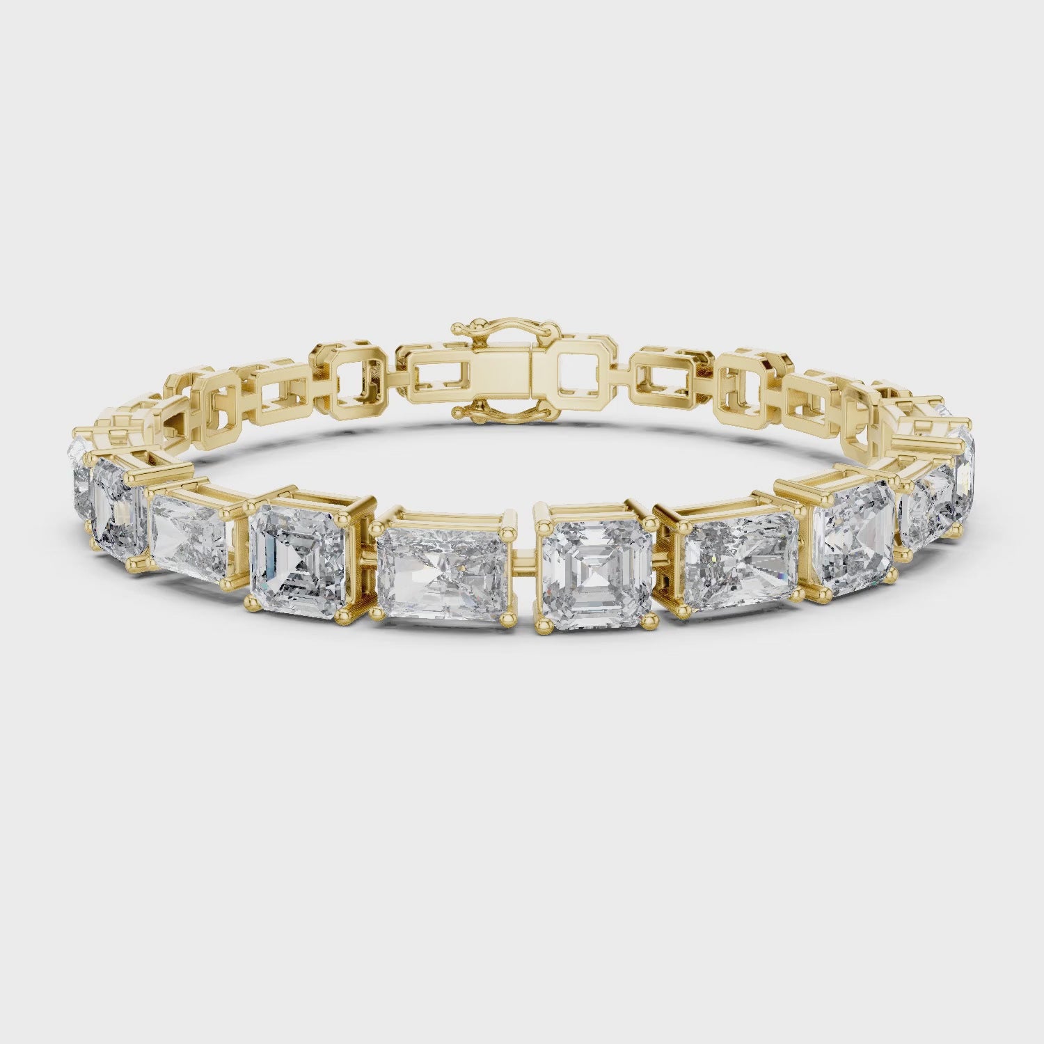 Vera 12 Carat Radiant Lab Grown Diamond Collet Tennis Bracelet - Yellow Gold video