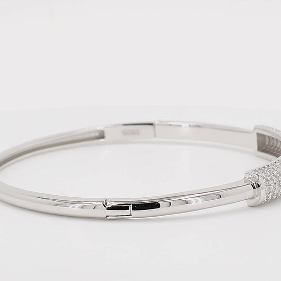 Divara Fenella Bangle sterling silver 925 cubic zirconia bracelet, 360 degree video
