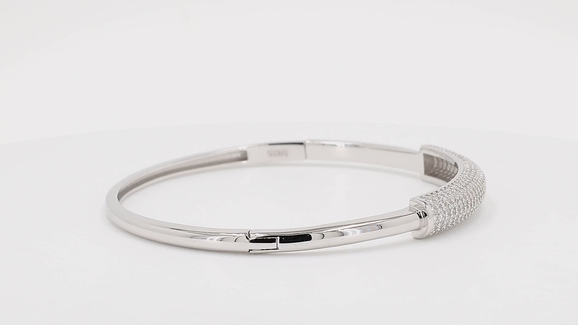 Divara Fenella Bangle sterling silver 925 cubic zirconia bracelet, 360 degree video