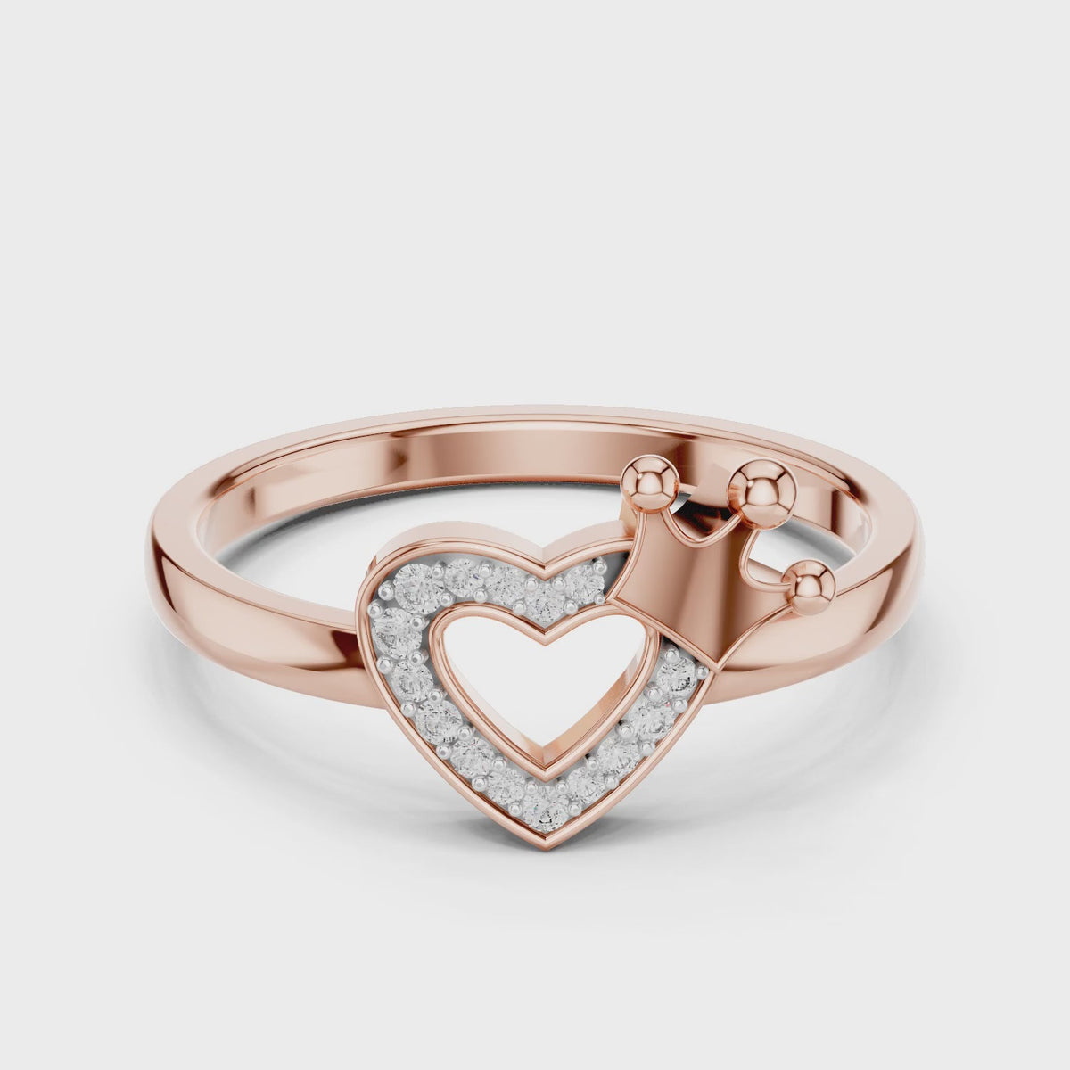 Amara Round Lab Grown Diamond Pave Heart Ring - Rose Gold video
