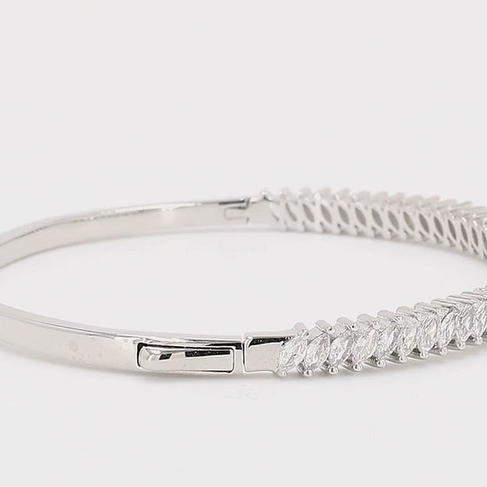 Divara Sable Bangle sterling silver 925 cubic zirconia bracelet, 360 degree video