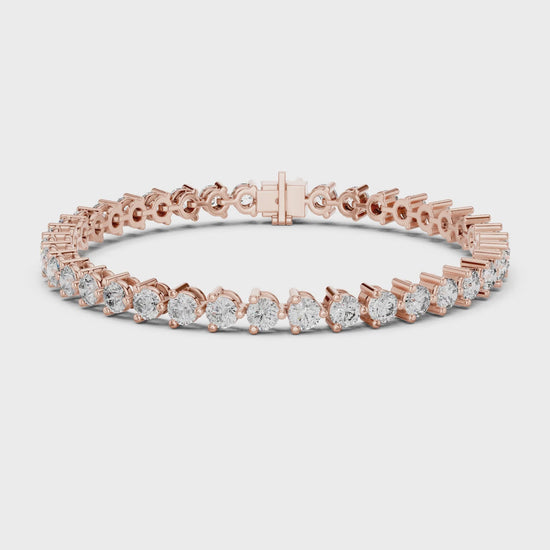 Aurora 8 Carat Round Lab Grown Diamond Bezel Tennis Bracelet - Rose Gold video