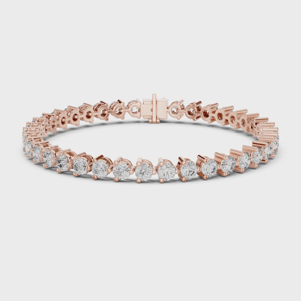 Aurora 8 Carat Round Lab Grown Diamond Bezel Tennis Bracelet - Rose Gold video