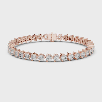 Aurora 8 Carat Round Lab Grown Diamond Bezel Tennis Bracelet - Rose Gold video