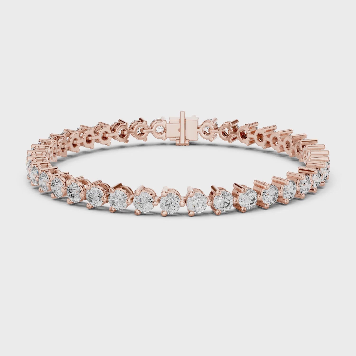 Aurora 8 Carat Round Lab Grown Diamond Bezel Tennis Bracelet - Rose Gold video