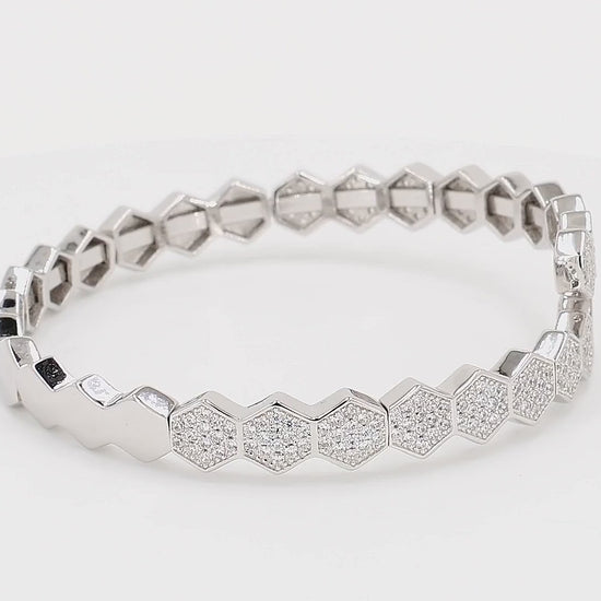 Divara Faye Bangle sterling silver 925 cubic zirconia bracelet, 360 degree video