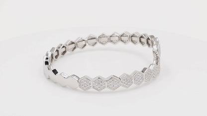 Divara Faye Bangle sterling silver 925 cubic zirconia bracelet, 360 degree video