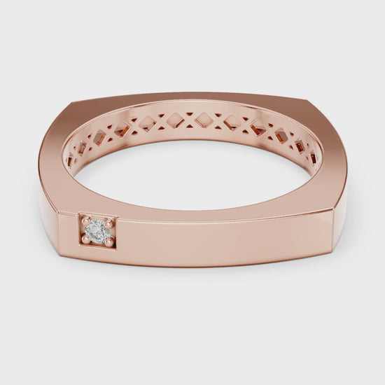 Vera Round Lab Grown Diamond Claw Geometric Ring - Rose Gold video