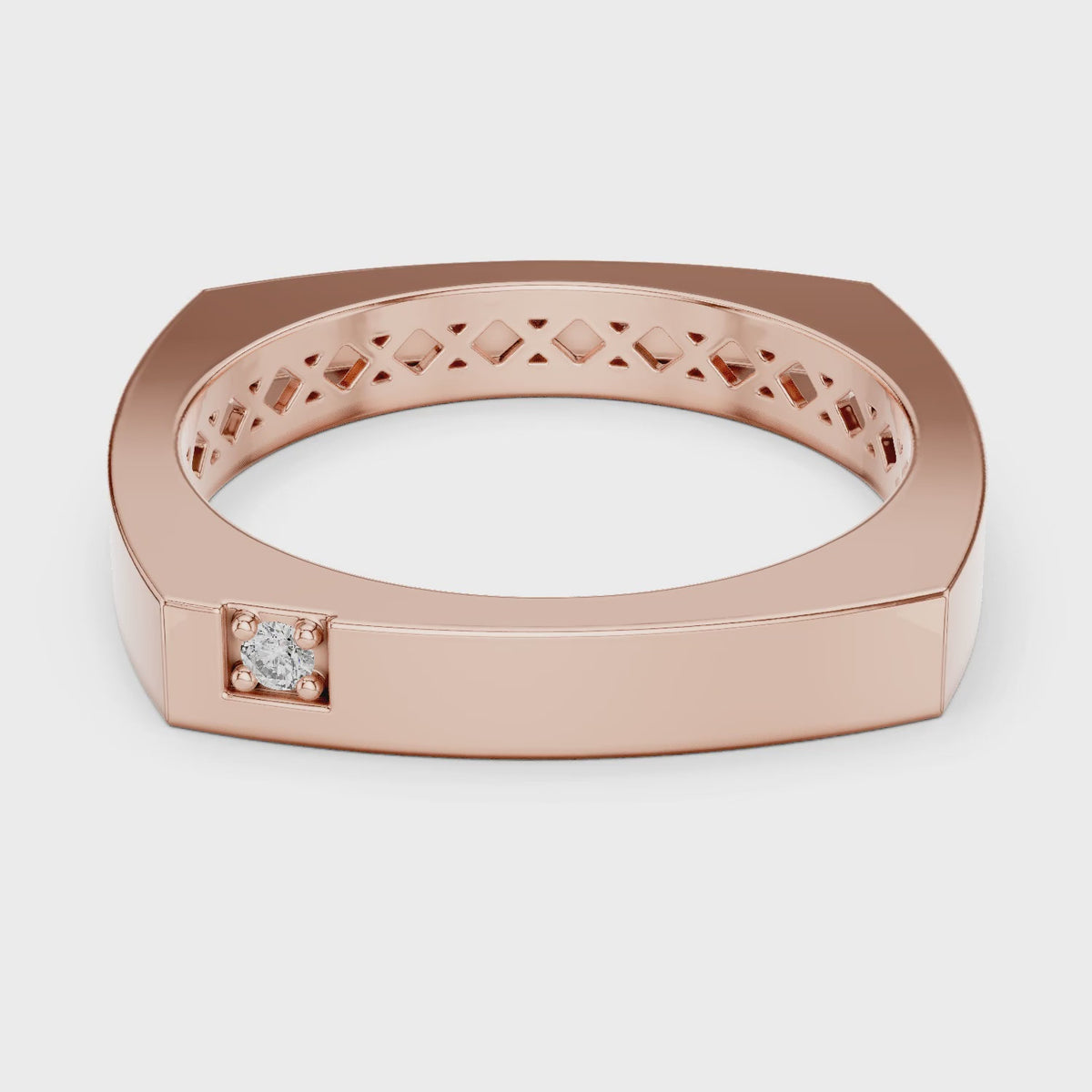 Vera Round Lab Grown Diamond Claw Geometric Ring - Rose Gold video
