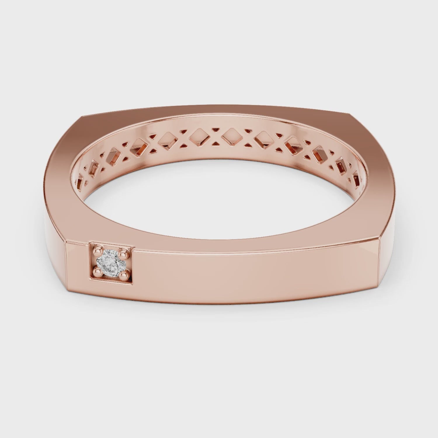 Vera Round Lab Grown Diamond Claw Geometric Ring - Rose Gold video