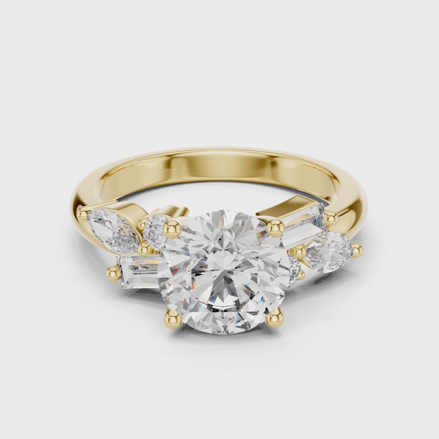Nova 2 Carat Round Lab Grown Diamond Engagement Ring - Yellow Gold video