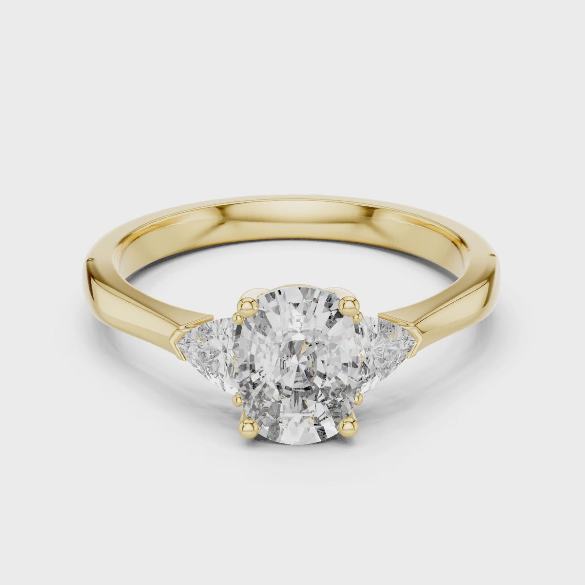 Sienna 1 Carat Cushion Lab Grown Diamond Three Stone Ring - Yellow Gold video