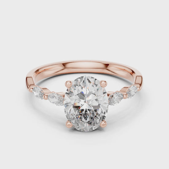 Flora 5 Carat Oval Lab Grown Diamond Engagement Ring - Rose Gold video