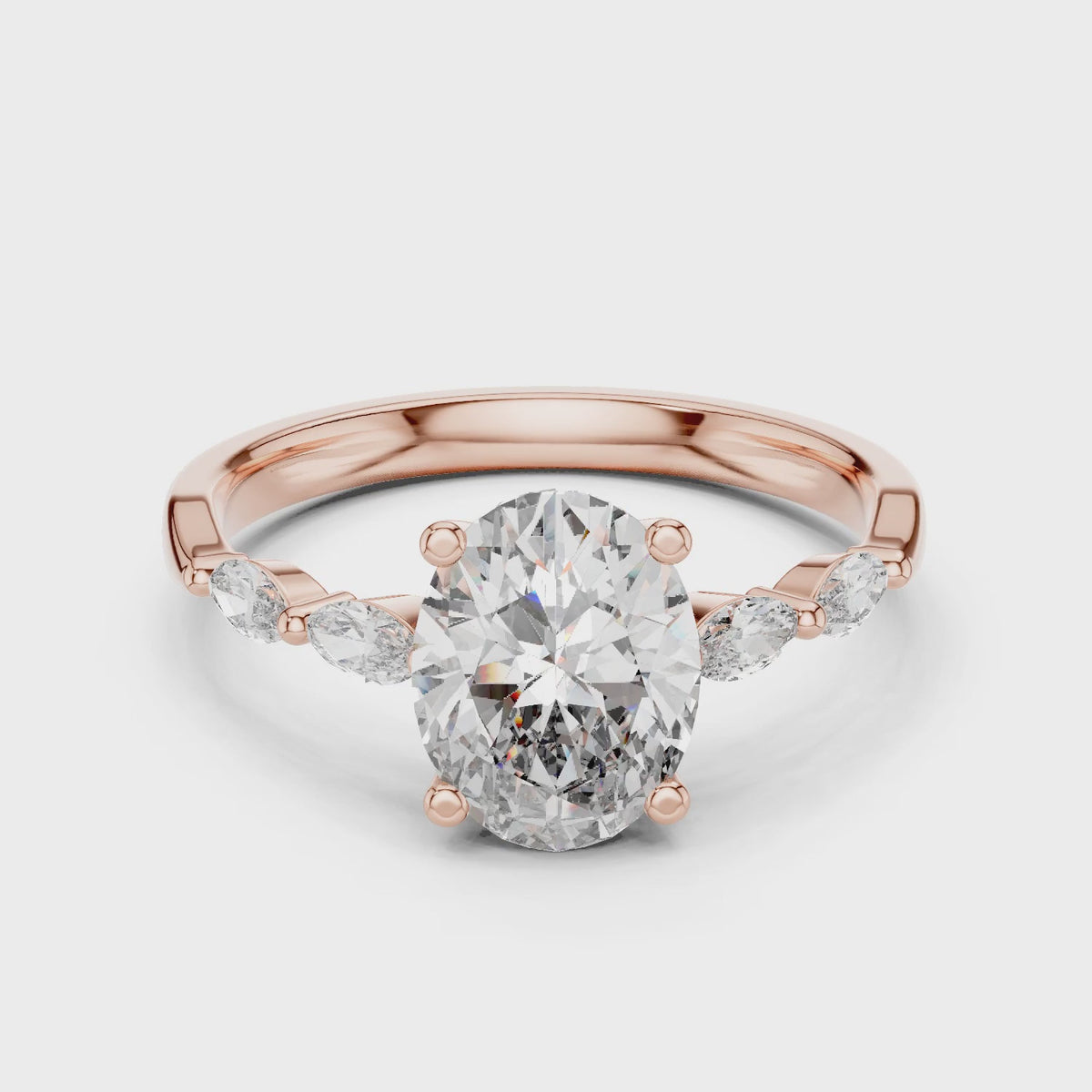Flora 5 Carat Oval Lab Grown Diamond Engagement Ring - Rose Gold video