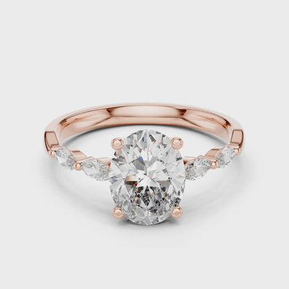 Flora 5 Carat Oval Lab Grown Diamond Engagement Ring - Rose Gold video