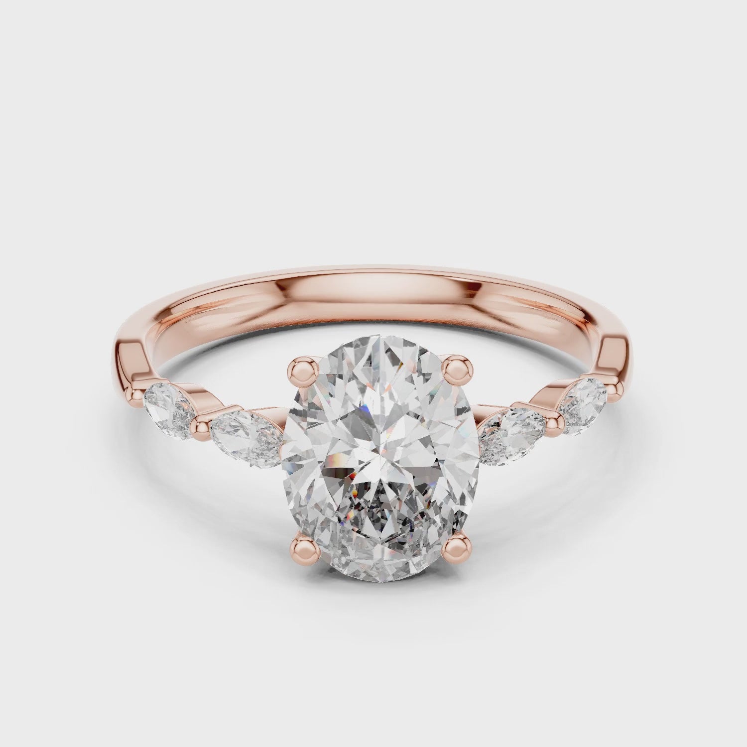 Flora 5 Carat Oval Lab Grown Diamond Engagement Ring - Rose Gold video