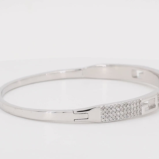 Divara Sylvie Bangle sterling silver 925 cubic zirconia bracelet, 360 degree video