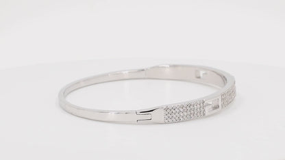 Divara Sylvie Bangle sterling silver 925 cubic zirconia bracelet, 360 degree video