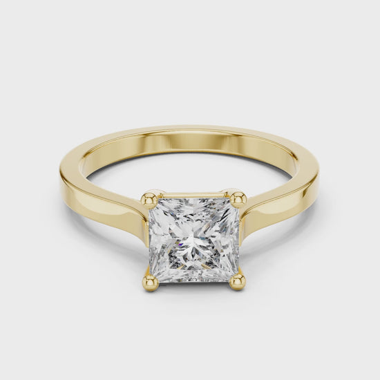 Vera 1 Carat Princess Lab Grown Diamond Solitaire Engagement Ring - Yellow Gold video