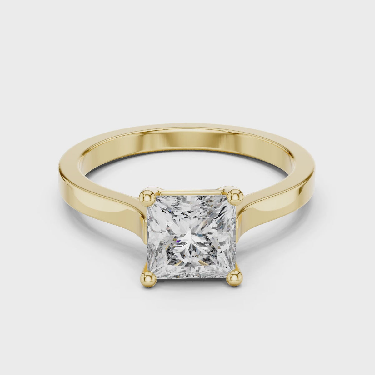 Vera 1 Carat Princess Lab Grown Diamond Solitaire Engagement Ring - Yellow Gold video