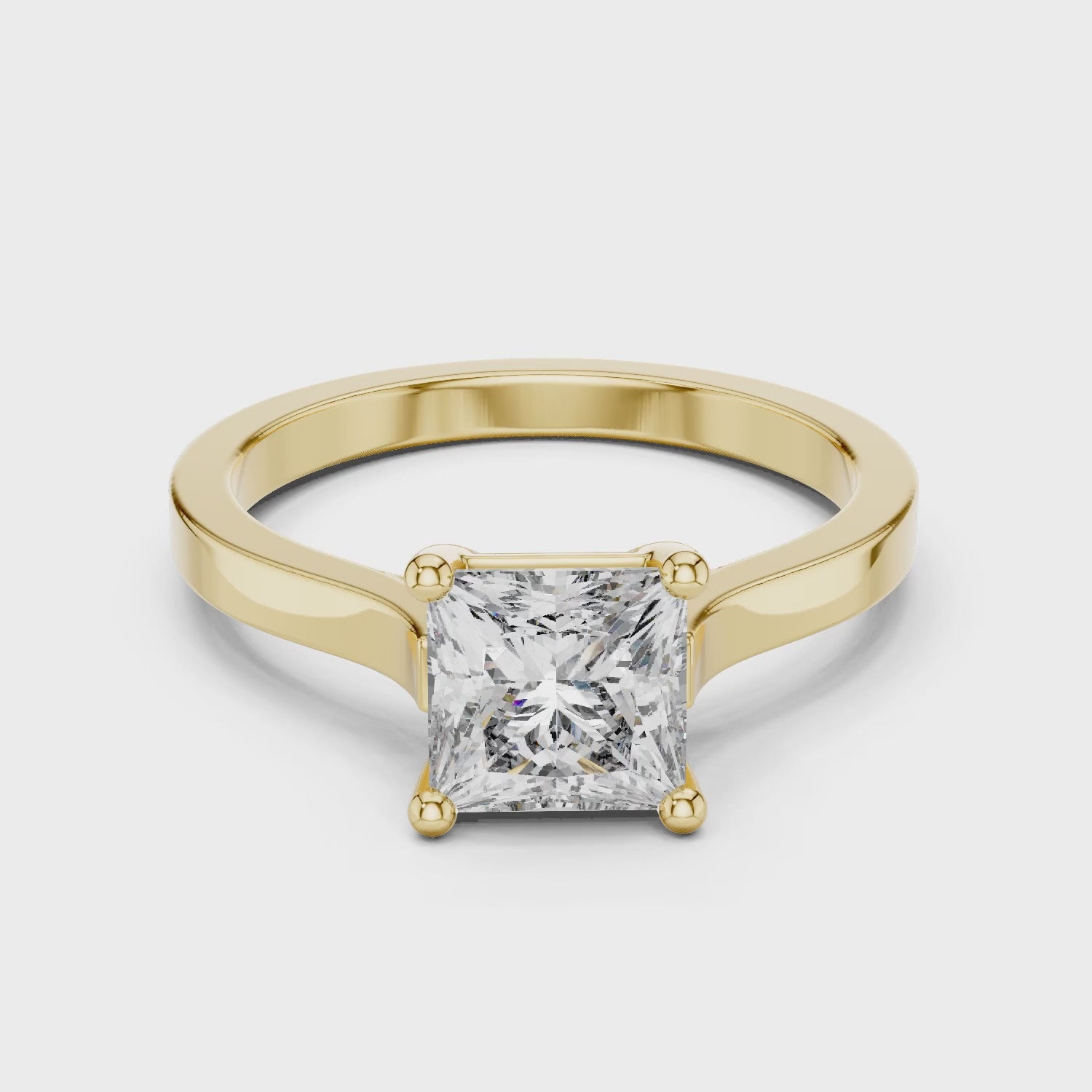 Vera 1 Carat Princess Lab Grown Diamond Solitaire Engagement Ring - Yellow Gold video
