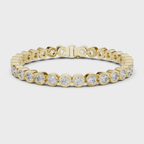 Isla 10 Carat Round Lab Grown Diamond Tennis Bracelet - Yellow Gold video