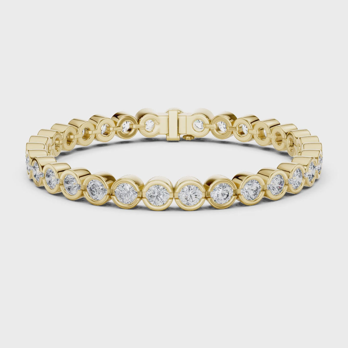 Isla 10 Carat Round Lab Grown Diamond Tennis Bracelet - Yellow Gold video