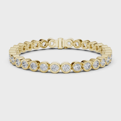 Isla 10 Carat Round Lab Grown Diamond Tennis Bracelet - Yellow Gold video