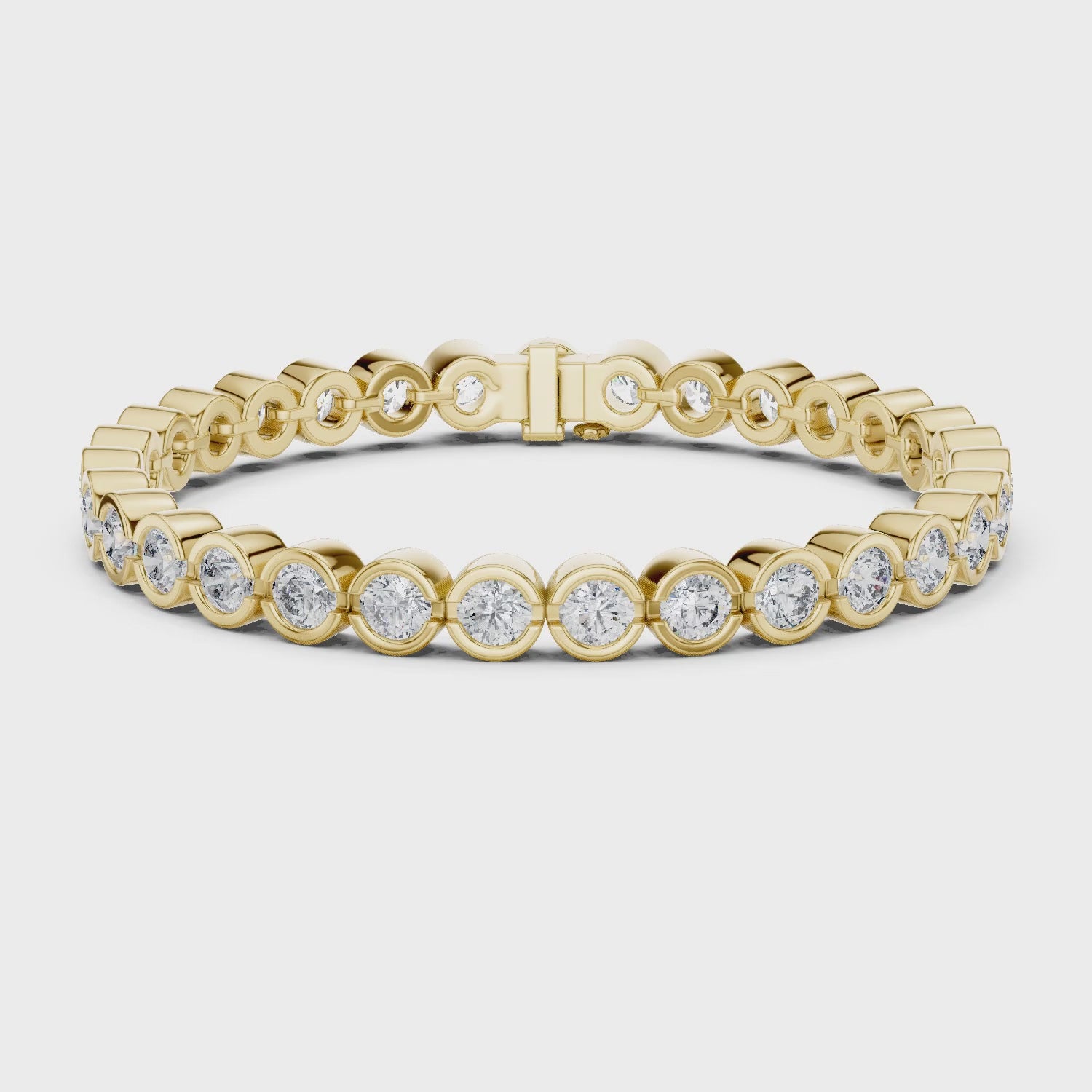 Isla 10 Carat Round Lab Grown Diamond Tennis Bracelet - Yellow Gold video