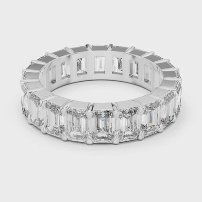 Aurora 6 Carat Emerald Lab Grown Diamond Emerald Cut Eternity Ring - White Gold video