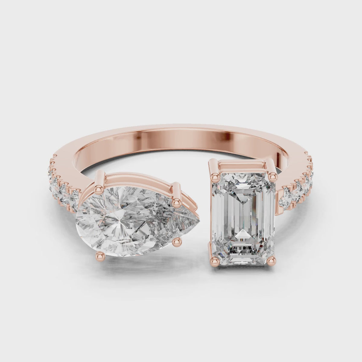Vera 2 Carat Pear Lab Grown Diamond Toi et Moi Ring - Rose Gold video