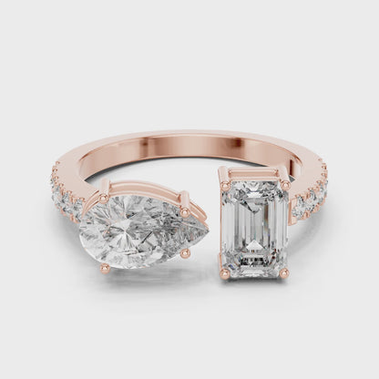 Vera 2 Carat Pear Lab Grown Diamond Toi et Moi Ring - Rose Gold video