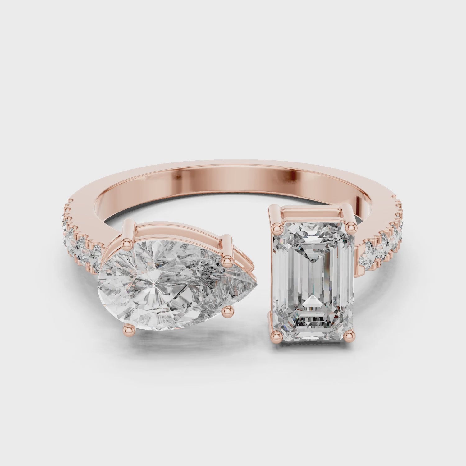 Vera 2 Carat Pear Lab Grown Diamond Toi et Moi Ring - Rose Gold video