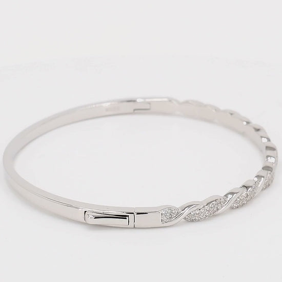 Divara Noor Bangle sterling silver 925 cubic zirconia bracelet, 360 degree video