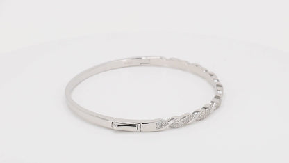 Divara Noor Bangle sterling silver 925 cubic zirconia bracelet, 360 degree video